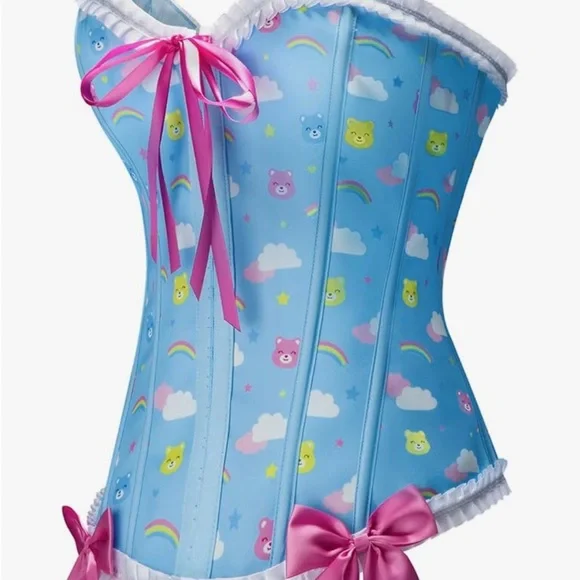 Lace Up Boned Pastel Kawaii Corset with Bows - Picture 5 of 5